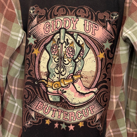 Altar’d State Giddy Up Buttercup Green Plaid Button Up S - Picture 6 of 6